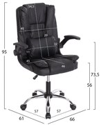 ΚΑΡΕΚΛΑ ΓΡΑΦΕΙΟΥ CANAN  ΜΑΥΡO PVC-ΜΑΥΡΟ NYLON-ΒΑΣΗ ΧΡΩΜΙΟΥ 69x48x98Υεκ.