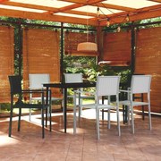 vidaXL Σετ Τραπεζαρίας Κήπου 7 Τεμαχίων Μαύρο και Λευκό