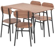 HOMCOM σετ τραπεζαρίας με τραπέζι και καρέκλες, βιομηχανικός σχεδιασμός, 110 x 70 x 75 cm, καφέ