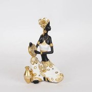 Διακοσμητικό Γλυπτό Γυναίκα 752-27047 14x9x22.5cm White-Black-Gold Estheti Home Πολυρεσίνη