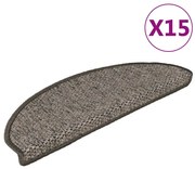 vidaXL Πατάκια Σκάλας Αυτοκόλλητα 15τεμ. Όψη Σιζάλ Καφέ/Μπεζ 65x21x4εκ