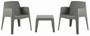 Σετ κήπου SLEEK C21267.05 Πολυπροπυλένιου Dark Olive Green με Τραπεζάκι και 2 Πολυθρόνες 57x56x82.5 εκ.