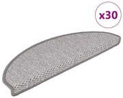 vidaXL Πατάκια Σκάλας Αυτοκόλ. 30 τεμ. Όψη Σιζάλ Πλατίνα 65x21x4 εκ.