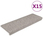 vidaXL Πατάκια Σκάλας Αυτοκόλλητα 15 τεμ. Όψη Σιζάλ Ασημί 65x21x4 εκ.