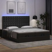 Οθωμανικό κρεβάτι με στρώματα &amp; LEDs Μαύρο Faux Leather 3314503