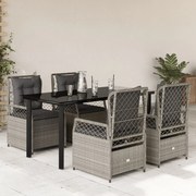 vidaXL Σετ Τραπεζαρίας Κήπου 5 τεμ. Αν. Γκρι Συνθ. Ρατάν με Μαξιλάρια