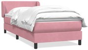 Κρεβάτι Boxspring με Στρώμα Ροζ 90x220 εκ. Βελούδινο - Ροζ