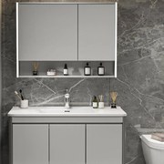 Έπιπλο Μπάνιου Πάγκος Με Νιπτήρα&amp;Καθρέφτη Yvonne 100 9SYVON100GR 100x50cm Grey Ξύλο,Πορσελάνη