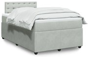 vidaXL Κρεβάτι Boxspring με Στρώμα Ανοιχτό Γκρι 120x190 εκ. Βελούδινο