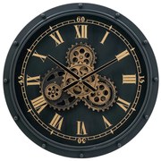 Artekko Artekko Clock Ρολόι Τοίχου Μέταλλο Γυαλί Μαύρο Χρυσό (50x50x9)cm 78669-DS