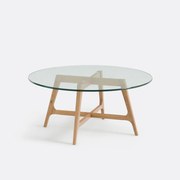 Στρογγυλό τραπεζάκι σαλονιού με γυάλινη επιφάνεια Zoleta
