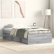 vidaXL Πλαίσιο Κρεβατιού Γκρι Sonoma 75 x 190 εκ. Small Single