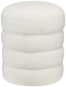 Σκαμπό HOMCOM, στρογγυλό, από ύφασμα teddy fleece, έως 120kg, Φ40x45Υ εκ., Κρεμ λευκό