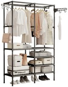 Κρεμάστρα δαπέδου με ράφια 2 στηλών - YH6602-2 - 114043 - Black