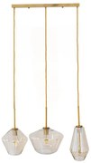 00977 GloboStar®  AMARIS 00977 Μοντέρνο Κρεμαστό Φωτιστικό Ανάρτηση Τρίφωτο 3 x E27 IP20 Χρυσό Μέταλλο με Μελί Γυαλί - Μ75 x Π30 x Υ30cm