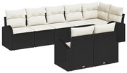 Σετ Καναπέ Κήπου 8 pcs Μαύρο και Λευκό συνθετικό ρατάν