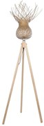 01984 GloboStar®  POPPY 01984 Boho Επιδαπέδιο Φωτιστικό Μονόφωτο 1 x E27 IP20 Μπεζ Ξύλο - Μ58 x Π58 x Υ168cm