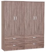 Intrahome Ντουλάπα ρούχων τετράφυλλη Zelia Ι Intrahome με 4 συρτάρια χρώμα καρυδί 158x42x180εκ | SKU: INTRAPA-350111171
