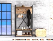 ΕΠΙΠΛΟ ΕΙΣΟΔΟΥ HM8943.01 NATURAL WOOD & ΜΑΥΡΟ 90x34x180 εκ.