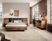 Σετ κρεβατοκάμαρας Milton με αποθηκευτικό χώρο  κάστανο+ Ανθρακί για στρώμα 160x200cm 4 τεμαχίων