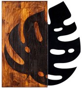 Διακοσμητικό Τοίχου Leaf 899SKL1238 52x58cm Walnut-Black Wallity Μέταλλο,Ξύλο