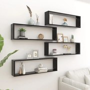 Ράφια Κύβοι Τοίχου 4 τεμ. Μαύρα 100 x 15 x 30 εκ. Επεξ. Ξύλο 807083