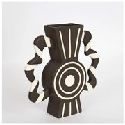 Βάζο Κεραμικό Μαύρο &amp; Μπεζ Με Χερούλια 37x 8x35.5cm 752-20208 Estheti 752-20208 Μαύρο