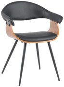 Πολυθρόνα Austen pakoworld PU μαύρο-ξύλο καρυδί-μέταλλο μαύρο 58x55x77εκ