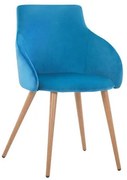 Καρέκλα-Πολυθρόνα IVY Βελούδο Γαλάζιο με Μεταλλικά πόδια 55x55x80Υεκ. 2αδα 55x55x80 εκ.