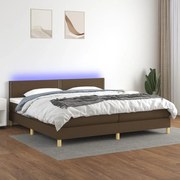 vidaXL Κρεβάτι Boxspring με Στρώμα & LED Σκ.Καφέ 200x200 εκ Υφασμάτινο