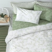 Σεντόνια FL6269 Με Λάστιχο (Σετ 3τμχ) White-Green Palamaiki Μονό 110x230cm 100% Βαμβάκι