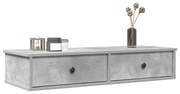 Ράφι τοίχου με συρτάρια Γκρι μπετόν 100x37,5x19 cm Ξύλο μηχανής - Γκρι