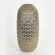 Βάζο Κεραμικό 752-20236 15,5x15,5x32,5cm Grey-Gold Estheti Home Κεραμικό