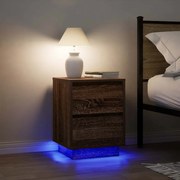 vidaXL Κομοδίνα με φώτα LED 2 τεμάχια καφέ δρυς 38x34x50 cm