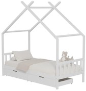 Παιδικό Κρεβάτι MONTESSORI KLARICE  Ξύλινο - 2 συρτάρια - Λευκό - για στρώμα 90 x 190