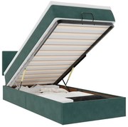 vidaXL Οθωμανικό κρεβάτι με στρώμα & LEDs Dark Green 90x200cm Velvet