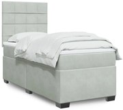 vidaXL Κρεβάτι Boxspring με Στρώμα Ανοιχτό Γκρι 90x200 εκ. Βελούδινο