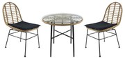 Σετ Τραπεζαρία Κήπου ArteLibre APPIUS Φυσικό/Μαύρο Μέταλλο/Rattan/Γυαλί Με 2 Καρέκλες 14990323
