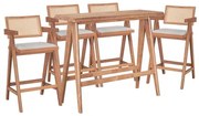 Τραπεζαρία μπαρ Winslow I pakoworld σετ 5τεμ ξύλο rubberwood ανοιχτό καρυδί 120x45x100εκ