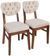 Καρέκλα Elma (Σετ 2Τμχ) 974NMB1197 41,5x43,5x86cm Beige-Walnut Βελούδο, Ξύλο