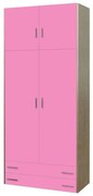SARFURNITURE Παιδική ντουλάπα δίφυλλη με πατάρι ροζ SAR-112011