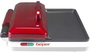 Ηλεκτρική πολυλειτουργική ψηστιέρα Beper P101CUD500 4σε1, 1000 W, 4 επιφάνειες, Αντικολλητική επίστρωση, Κόκκινο/Λευκό