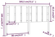 vidaXL Κεφαλάρι Κρεβατιού Λευκό 185,5x4x100 εκ. Μασίφ Ξύλο Πεύκου