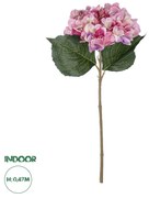 GloboStar® Artificial Garden PINK HYDRANGEA BRANCH 21140 Τεχνητό Διακοσμητικό Κλαδί έντονο ΡοζΟρτανσίας Y47cm