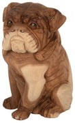 Διακοσμητικό Δαπέδου Dozer Bulldog Ξύλο Suar Σε Φυσικό Χρώμα 26x27x40Y εκ.