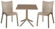 Τραπεζαρία Groovy-Confident pakoworld σετ 3τεμ PP cappuccino 80x80x74,5εκ 253-000099