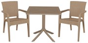 Τραπεζαρία Groovy-Halcyon pakoworld σετ 3τεμ PP cappuccino 80x80x74,5εκ. 253-000093