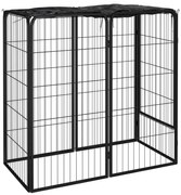 vidaXL Κλουβί Σκύλου 6 Πάνελ Μαύρο 50 x 100 εκ. Ατσάλι με Βαφή Πούδρας
