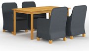 vidaXL Σετ Τραπεζαρίας Κήπου 5 Τεμαχίων Σκούρο Γκρι