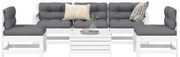 vidaXL Καναπές Κήπου Σετ 6 Τεμαχίων Λευκός από Μασίφ Ξύλο Πεύκου